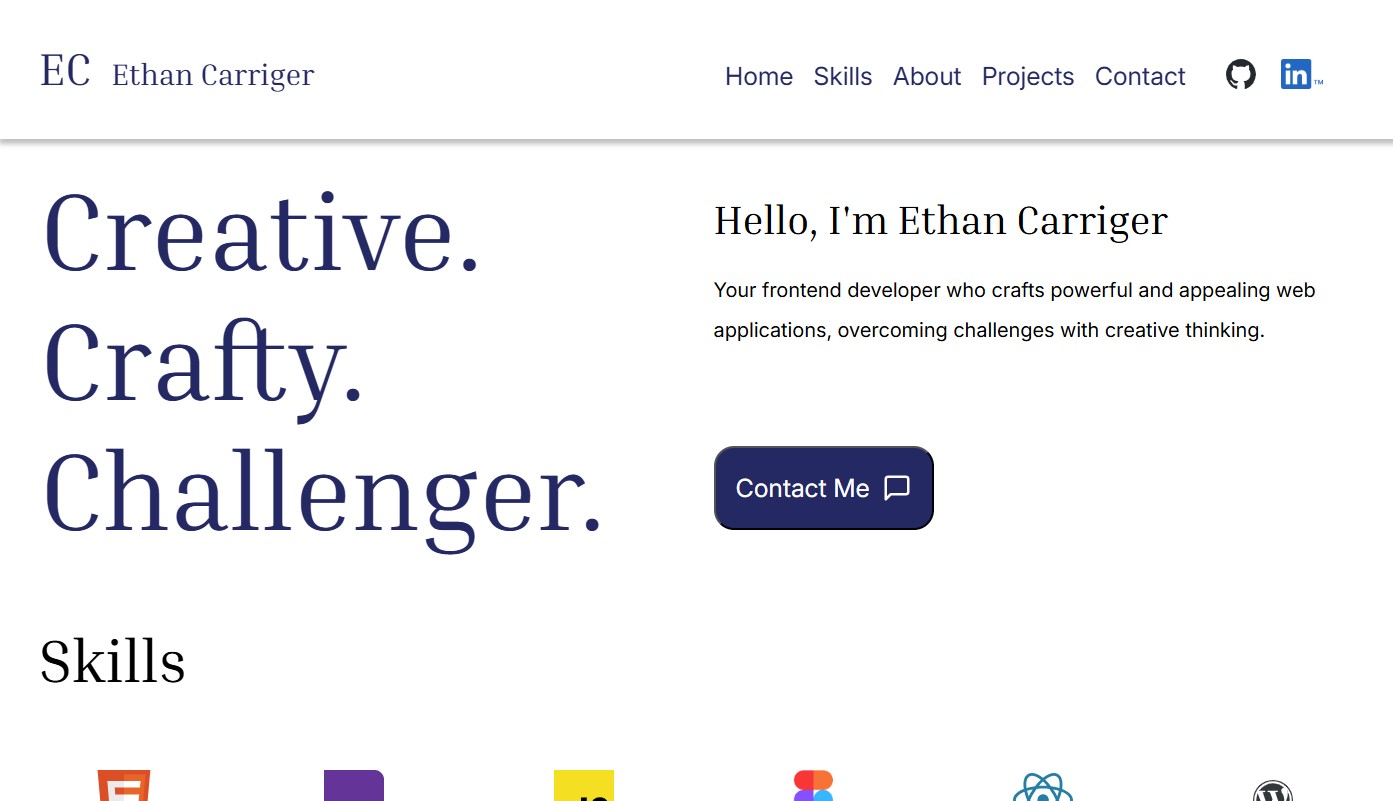 Ethan Carriger's Portfoltio site